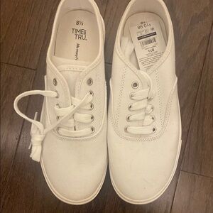 Time and Tru  White Canvas Shoes